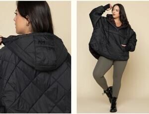 New NWT Pop Flex Pillow Packable Puffer Jacket Black Small/Medium Oversized Fit